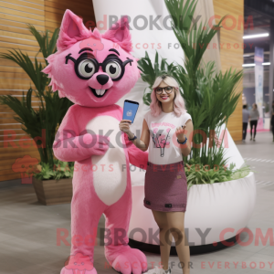 Pink Lynx maskot kostume...