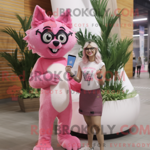 Roze Lynx mascottekostuum...