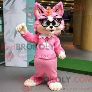 Pink Lynx maskot kostume...