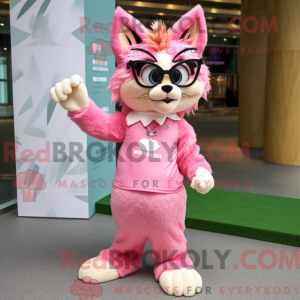 Roze Lynx mascottekostuum...