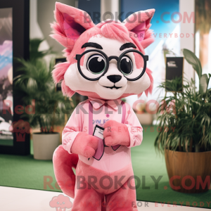 Pink Lynx maskot kostume...