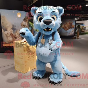 Himmelblå Smilodon maskot...