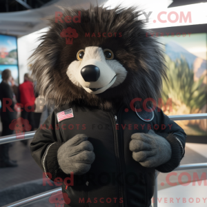 Svart Porcupine maskot...