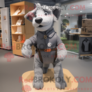 Grå hundemaskotdraktfigur...
