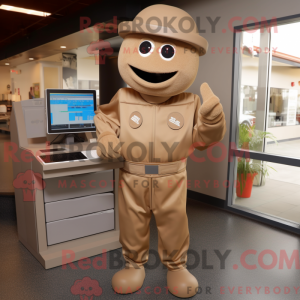 Tan Computer maskot kostume...