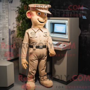 Tan Computer maskot kostume...