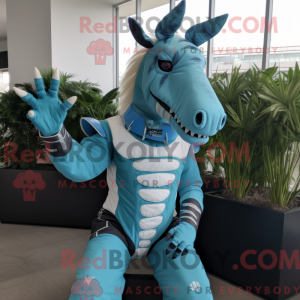 Cyan Quagga mascot costume...