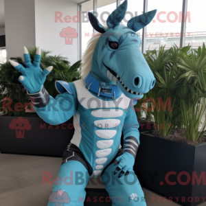 Cyan Quagga maskot kostume...