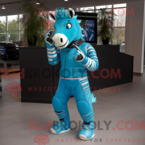 Cyan Quagga mascot costume...