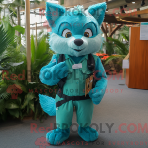 Turkis Fox-maskotdraktfigur...