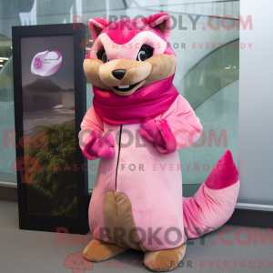 Pink Marten maskot kostume...