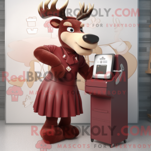 Maroon Elg-maskotdraktfigur...