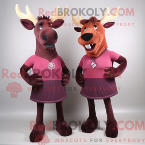 Maroon Elg-maskotdraktfigur...