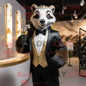 Gold Badger maskot kostume...