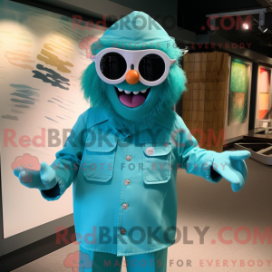 Teal King mascot costume...