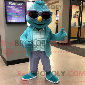 Teal King-mascottekostuum...