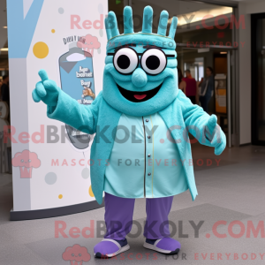 Teal King-mascottekostuum...