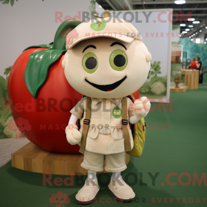Beige tomat maskot kostume...