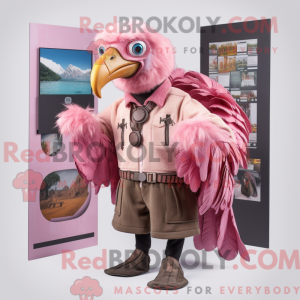 Pink Vulture maskot kostume...
