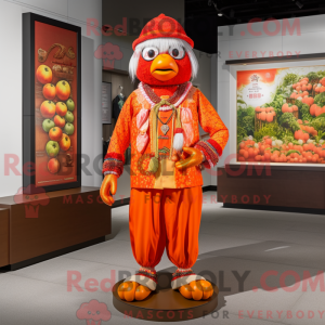 Rød mandarin maskot drakt...