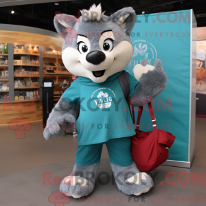 Teal Wolf mascottekostuum...