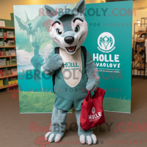 Teal Wolf mascot costume...