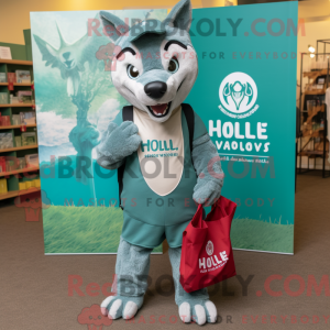 Teal Wolf mascottekostuum...