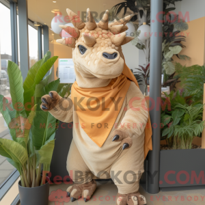 Tan Triceratops mascot...