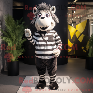 Sort Zebra maskot kostume...