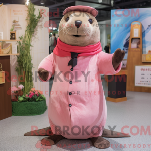 Pink Sea Lion maskot...