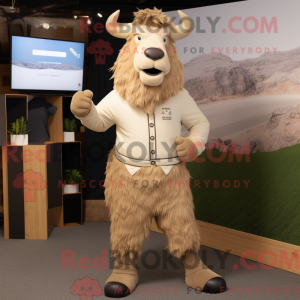 Beige Yak mascot costume...