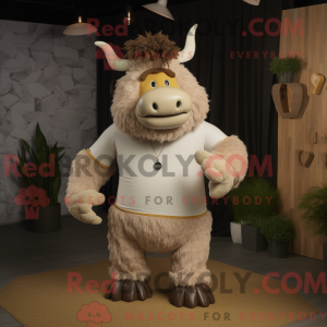 Beige Yak mascot costume...