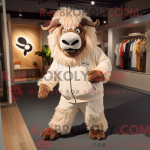 Beige Yak mascot costume...