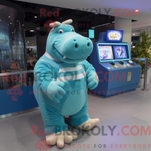 Cyan Hippopotamus máscara...