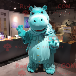 Cyan Hippopotamus máscara...