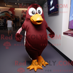 Maroon Penguin maskot...
