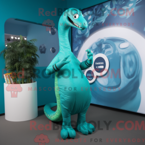 Teal Brachiosaurus mascot...