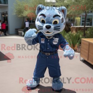 Blå Bobcat maskot kostume...