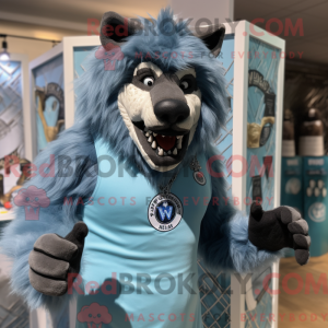 Sky Blue Werewolf mascot...