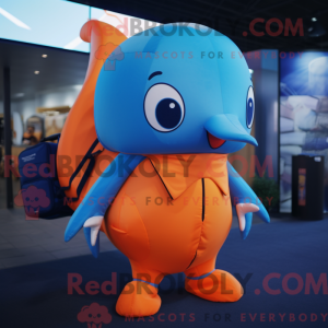 Orange Blue Whale maskot...