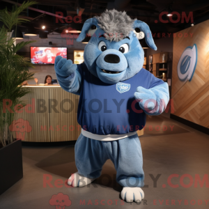 Blå Bison maskot kostume...
