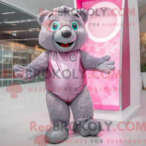 Sølv Pink maskot kostume...