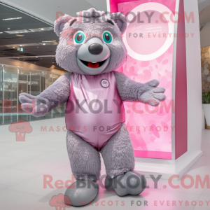 Zilverroze mascottekostuum...