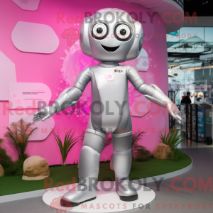Zilverroze mascottekostuum...