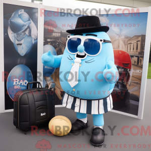 Sky Blue Rugby Ball mascot...