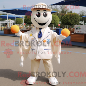 Cream Petanque Ball mascot...