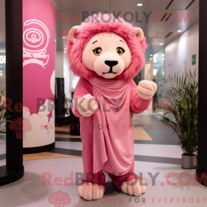Roze leeuw mascottekostuum...