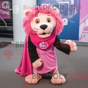 Roze leeuw mascottekostuum...