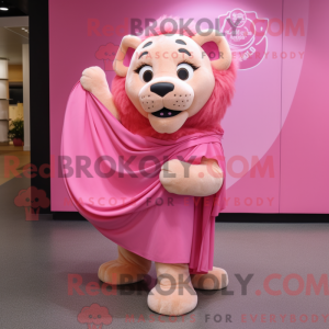 Pink Lion maskot kostume...