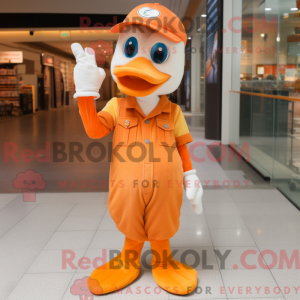 Orange Swan maskot kostyme...